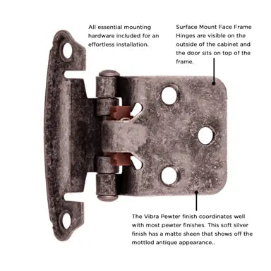 Hickory Hardware Surface Mount Self Closing Hinge 2-5/8" x 1-15/16"