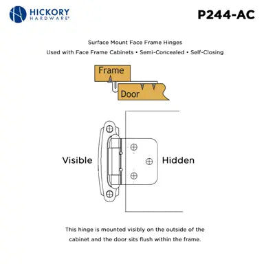 Hickory Hardware Surface Mount Self Close Hinge 2-5/8"x 1-15/16"