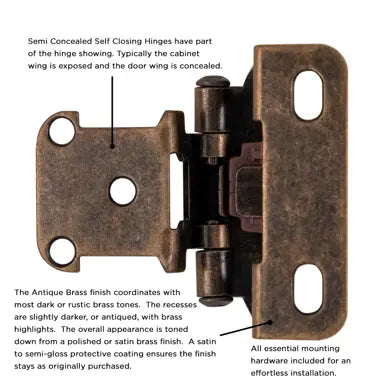 Hickory Hardware Semi-Concealed Hinge Self Close Hinge 2-1/4"x 2-1/2"