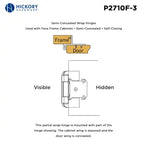 Hickory Hardware Semi-Concealed Hinge Self Close Hinge 2-1/4 in.x 2-1/2 in., Polished Brass, view 4