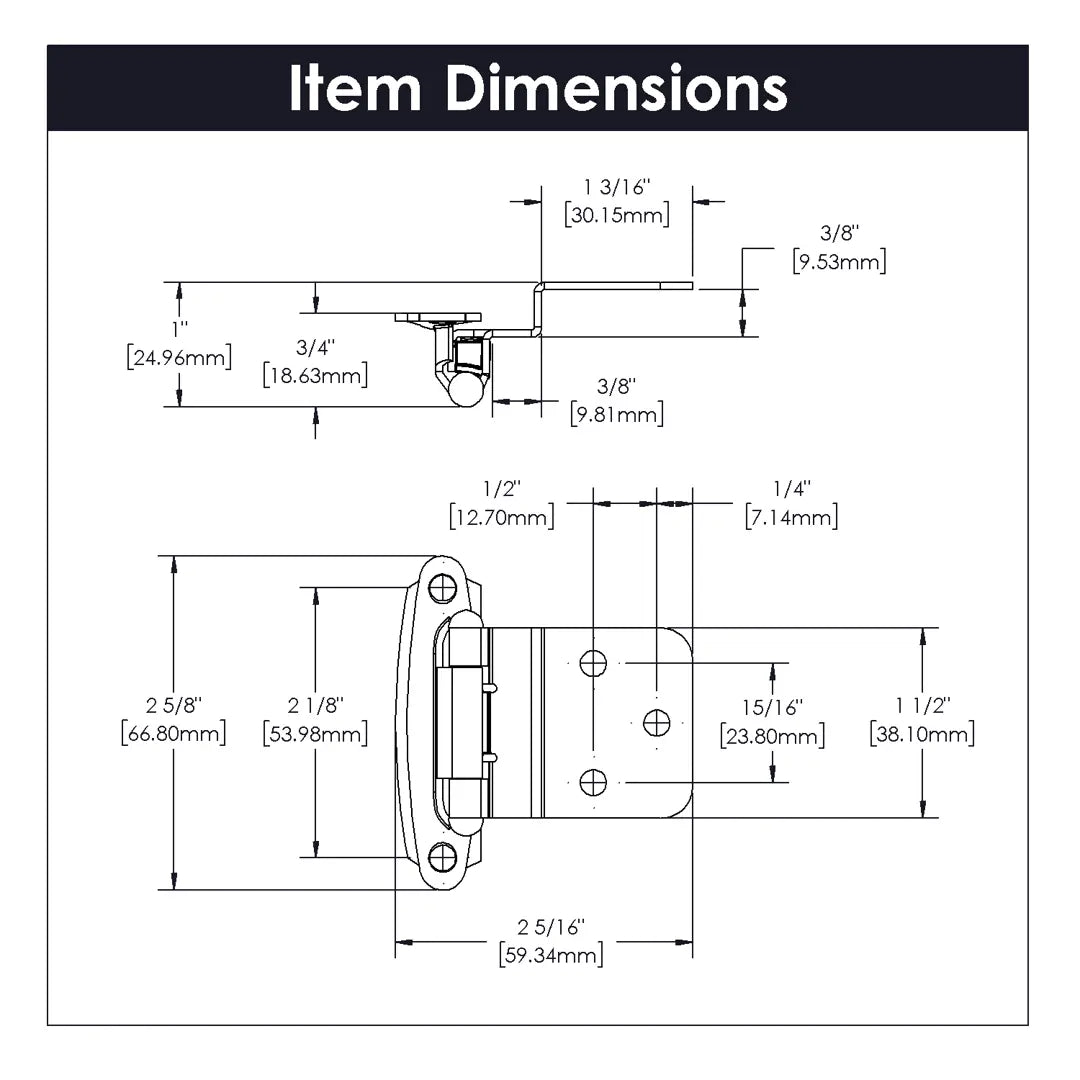 Hickory Hardware Surface Mount Self Closing Hinge 2-5/8" x 2-3/8"