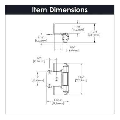 Hickory Hardware Semi-Concealed Hinge Self Closing Hinge 2-1/4 in. x 2-1/2 in., White, view 5