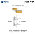 Hickory Hardware Surface Mount Self Close Hinge 2-5/8"x 1-15/16"