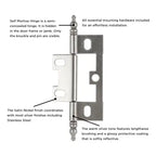 Hickory Hardware Self Mortise Free Swinging Hinge 3-11/16 in. x 1-1/2 in., Satin Nickel, view 4