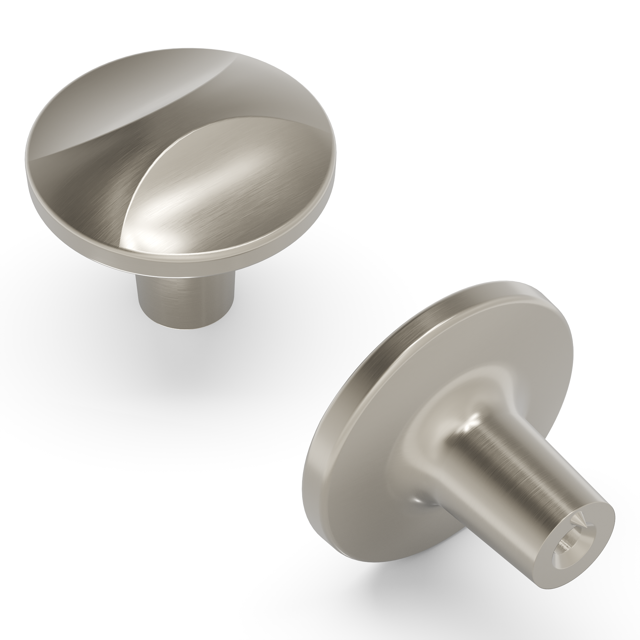 Hickery Hardware CREST Knob 1-1/4" Diameter Satin Nickel Round