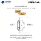 Hickory Hardware Semi-Concealed Hinge Self Close Hinge 2-1/4"x 2-1/2"