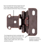 Hickory Hardware Semi-Concealed Hinge Self Close Hinge 2-1/4"x 2-1/2"