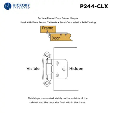 Hickory Hardware Surface Mount Self Closing Hinge 2-5/8" x 1-15/16"