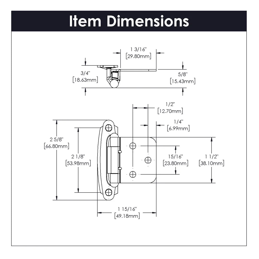 Hickory Hardware Surface Mount Self Close Hinge 2-5/8"x 1-15/16"