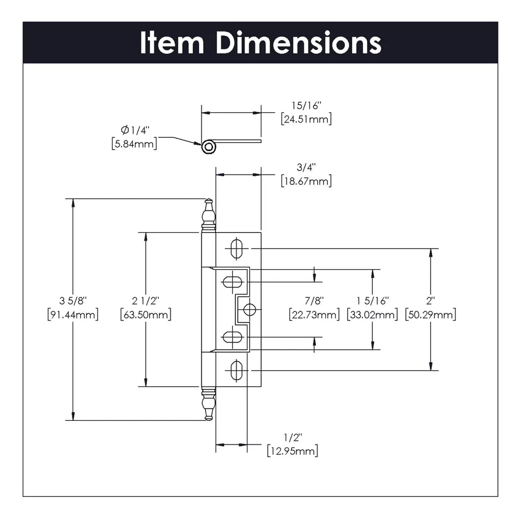 Hickory Hardware Self Mortise Free Swinging Hinge 3-11/16" x 1-1/2"
