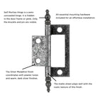 Hickory Hardware Self Mortise Free Swinging Hinge 3-1/8 in. x 1-7/16 in., Silver Medallion, view 4