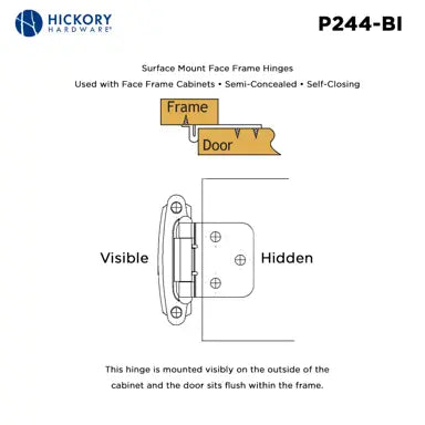 Hickory Hardware Surface Mount Self Closing Hinge 2-5/8 in. x 1-15/16 in., Black Iron, view 4