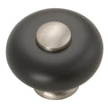 Hickery Hardware Tranquility Knob Satin Nickel with Black 1-1/4" Diameter