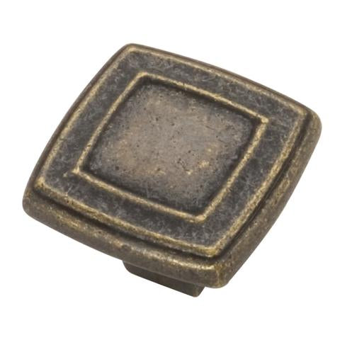 Hickery Hardware Square Modus Knob, Windover Antique, 1-7/16"
