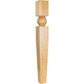 Hardware Resources Carved Sphere Tapered Arts & Crafts Post Rubberwood 42" Length 5" Width
