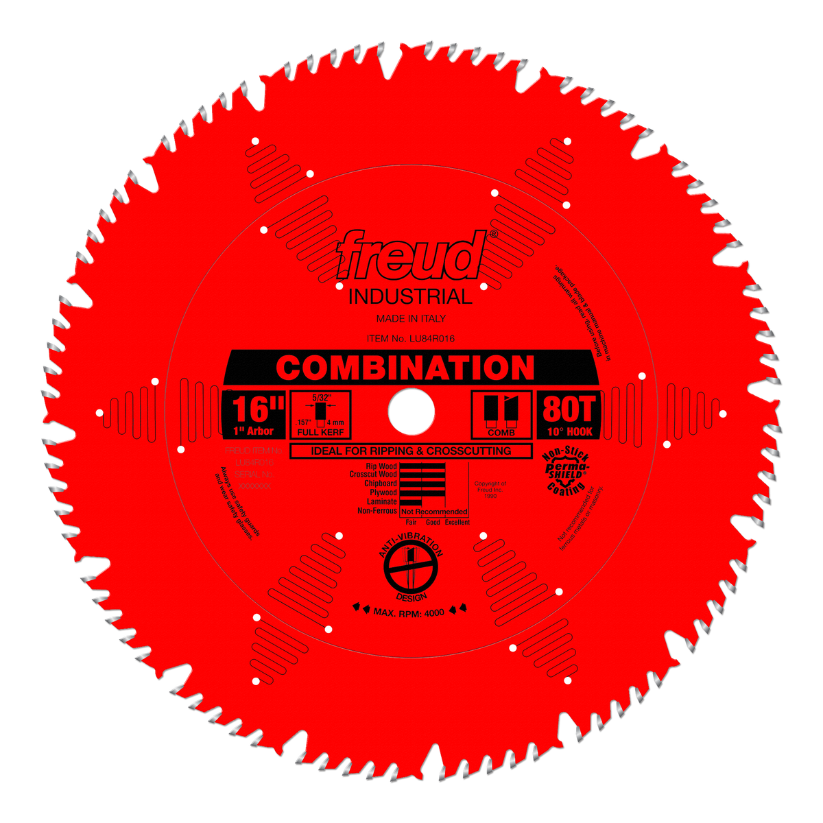 Freud Combination Blade 16 in. Diameter Red