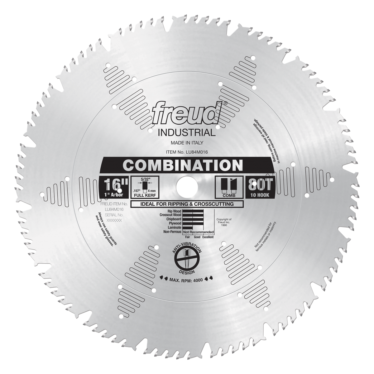 Freud Combination Blade 16 in. Diameter Silver