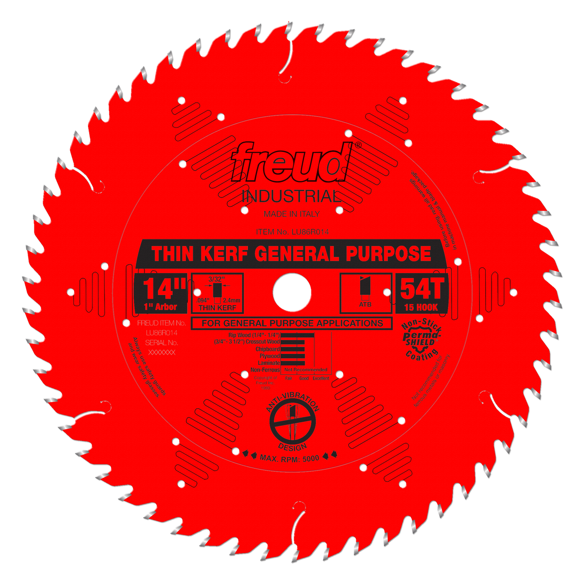 Freud Thin Kerf Blade 14 in. Diameter 13 Degree Hook Angle