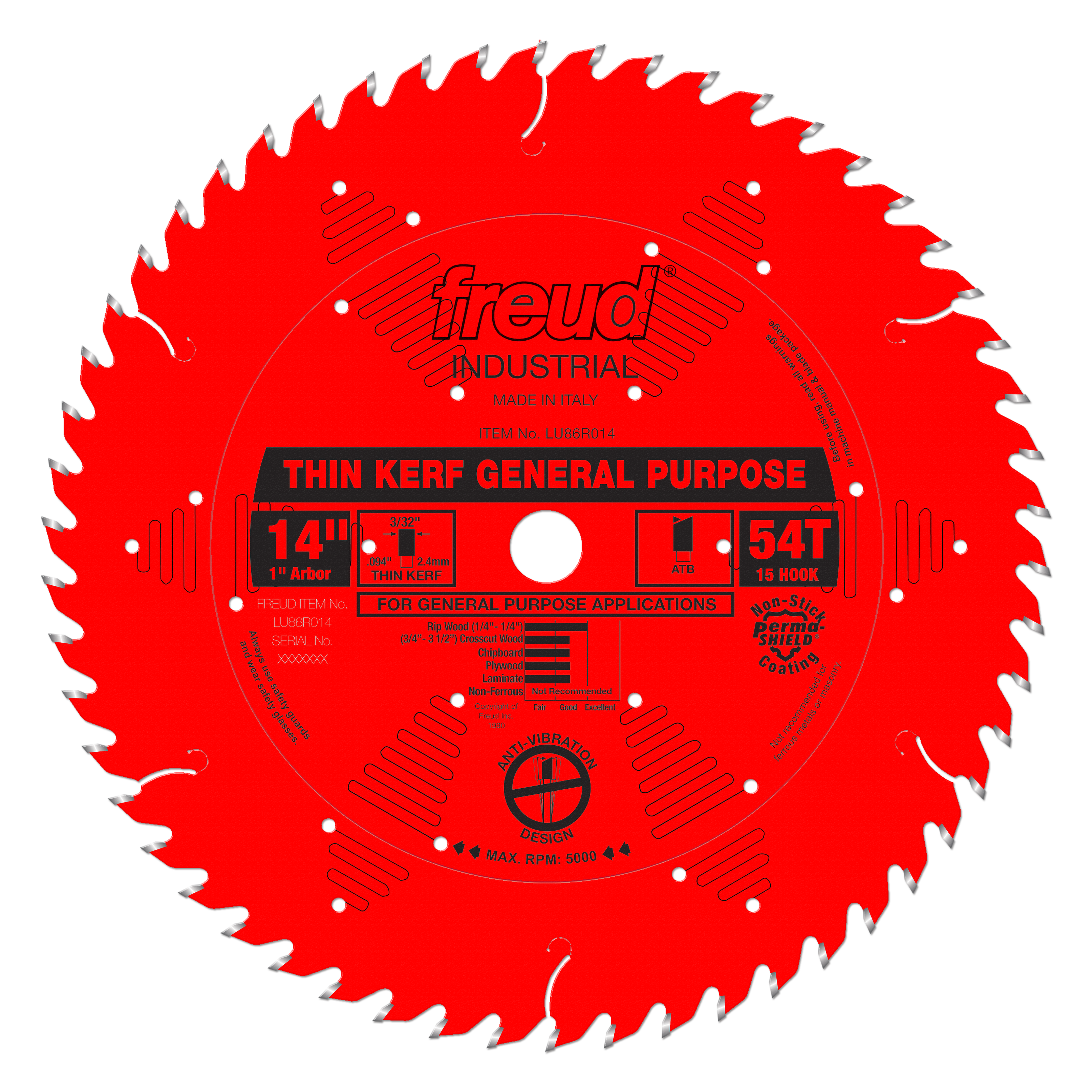 Freud Thin Kerf Blade 14" Diameter 13 Degree Hook Angle
