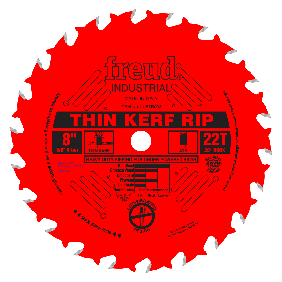 Freud Thin Kerf Ripping Blade 8 in. Diameter