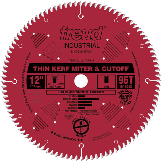 Freud Thin Kerf Ultimate High Production Cut-Off Saw Blade 12" Diameter Red