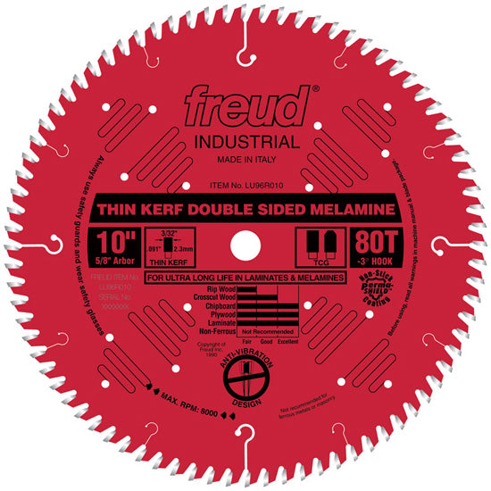 Freud Thin Kerf Double Sided Laminate/Melamine Blade 10" Diameter