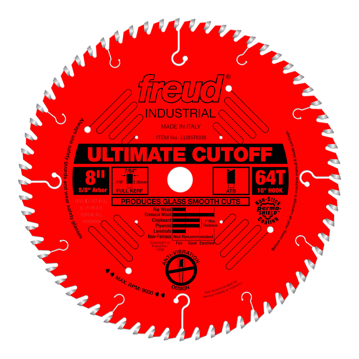 Freud Cut-Off Carbide Blade 8 in. Diameter Red