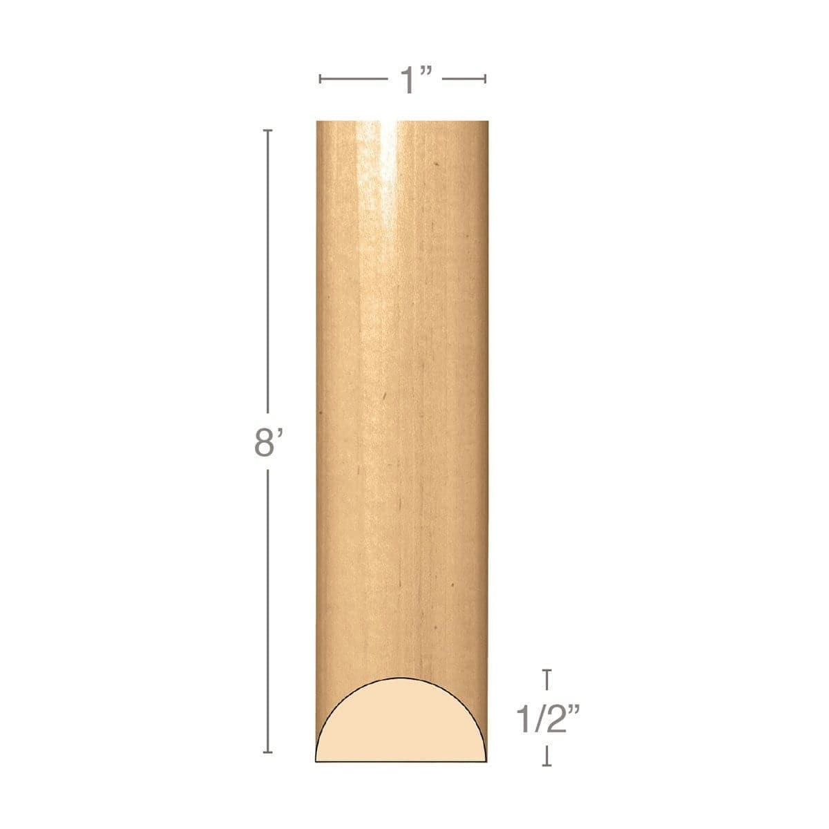 Running Coin(Repeats 5/8), 1 1/2''w x 9/16''d x 8' length Maple
