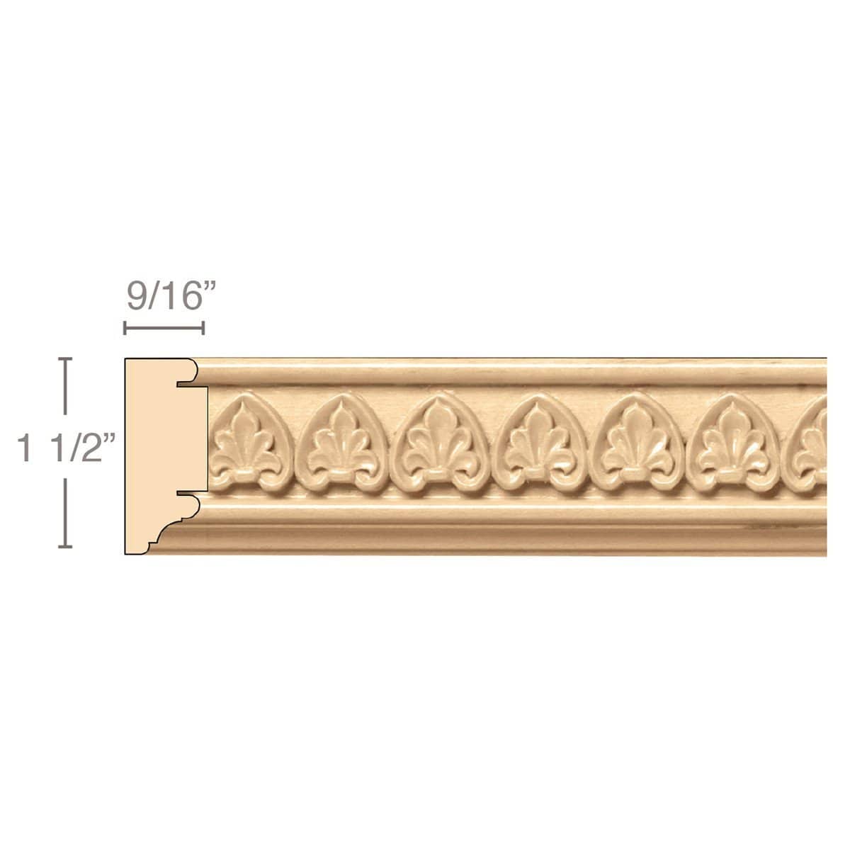 Panel Moulding With Nouveau Insert, 3 1/2"w x 13/16"d x 8' length Cherry
