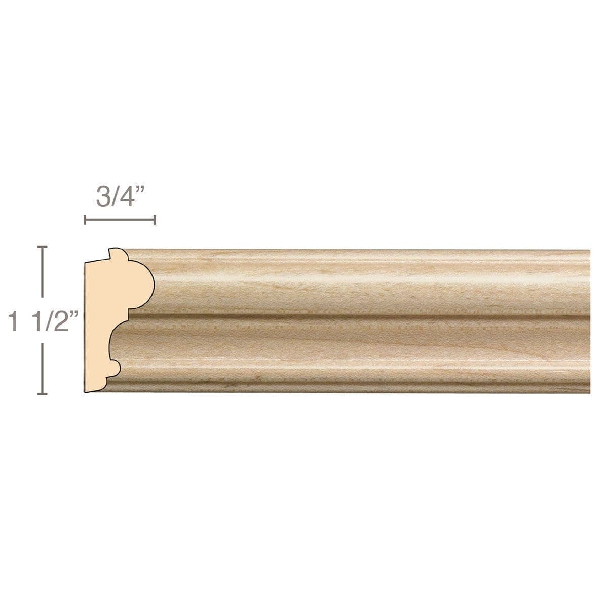 Small Double Cut Dentil, 3 3/4''w x 13/16''d Poplar