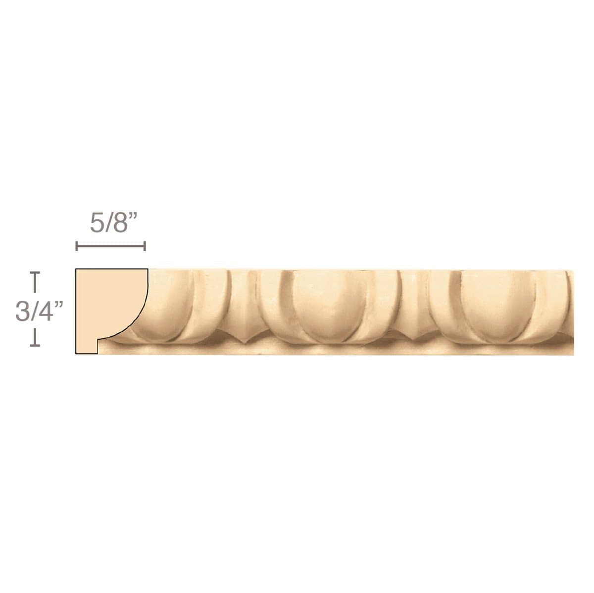 Large Double Cut Dentil, 5 1/2''w x 13/16''d Poplar