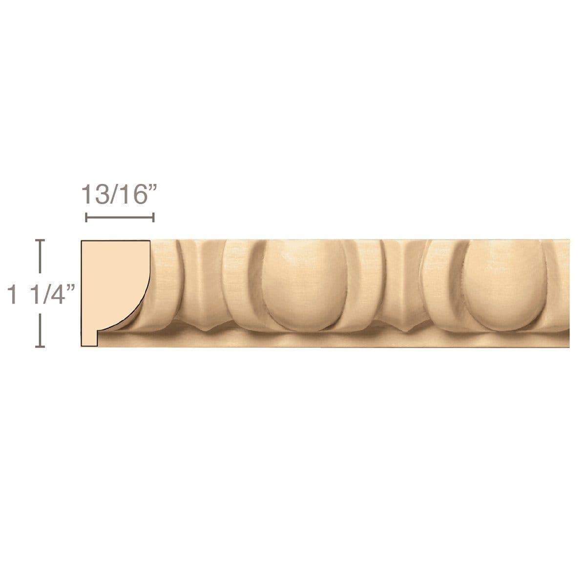 Large Egg and Dart (Repeats 2 5/8), 2 3/4''w x 1''d Poplar