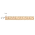 Medium Rope Moulding, 3"w x 1 1/2"d x 8' length, 8' lengths Cherry