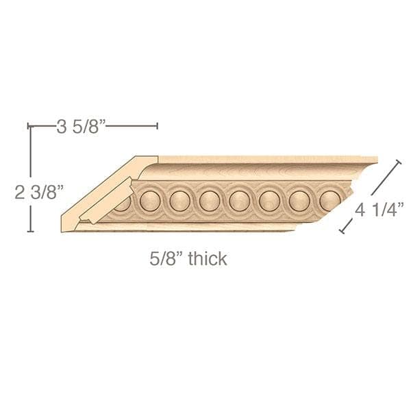 Large Acanthus Frieze, 4"w x 13/16''d, repeat 3 1/8,  x 8' length Maple