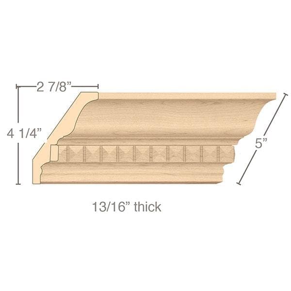 Medium Rope Moulding, 3"w x 1 1/2"d x 8' length, 8' lengths Alder