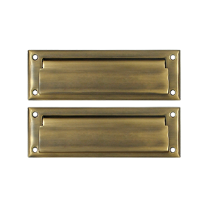 Deltana Mail Slot 8-7/8" With Back Plate, Antique Brass