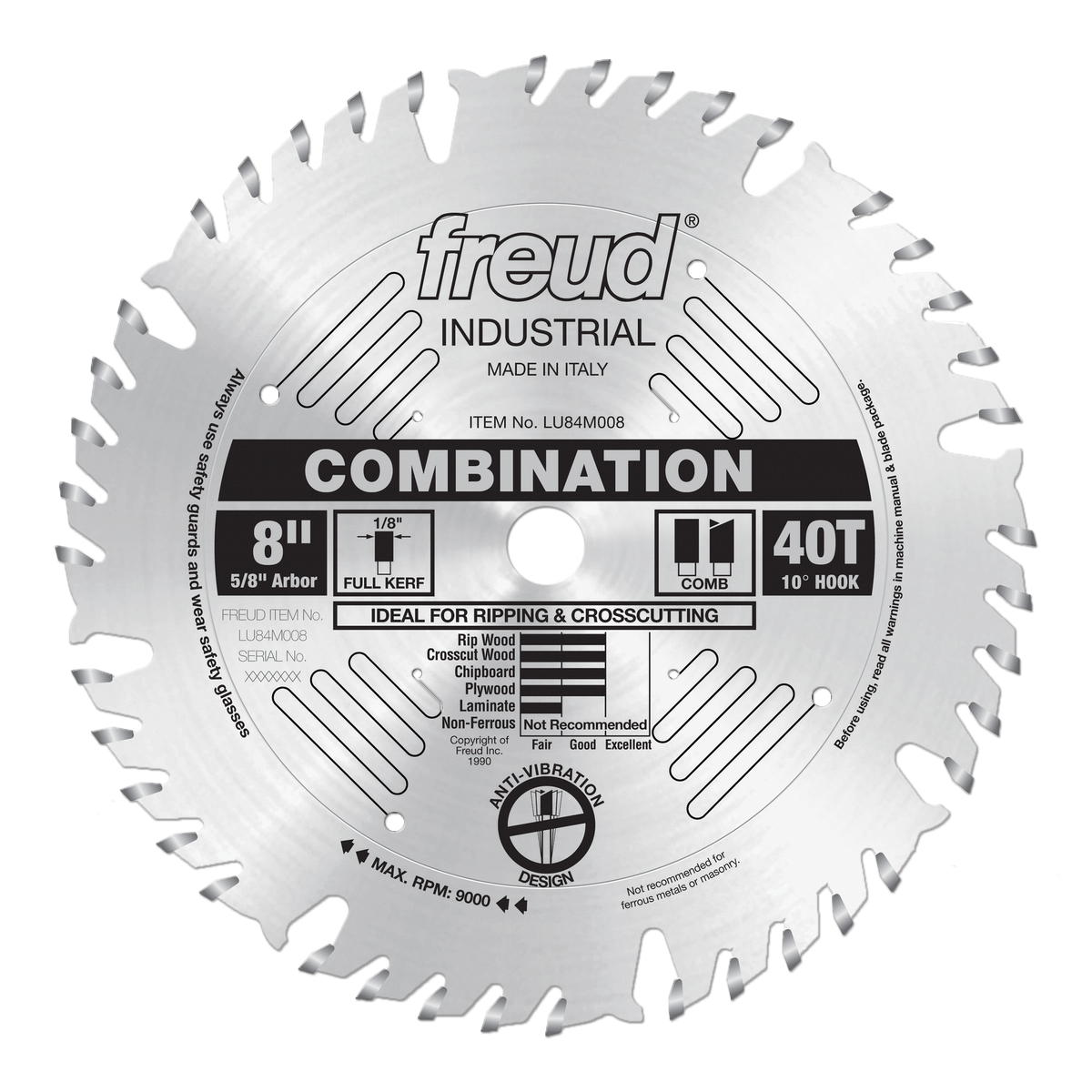 Freud Combination Blade 8 in. Diameter Silver
