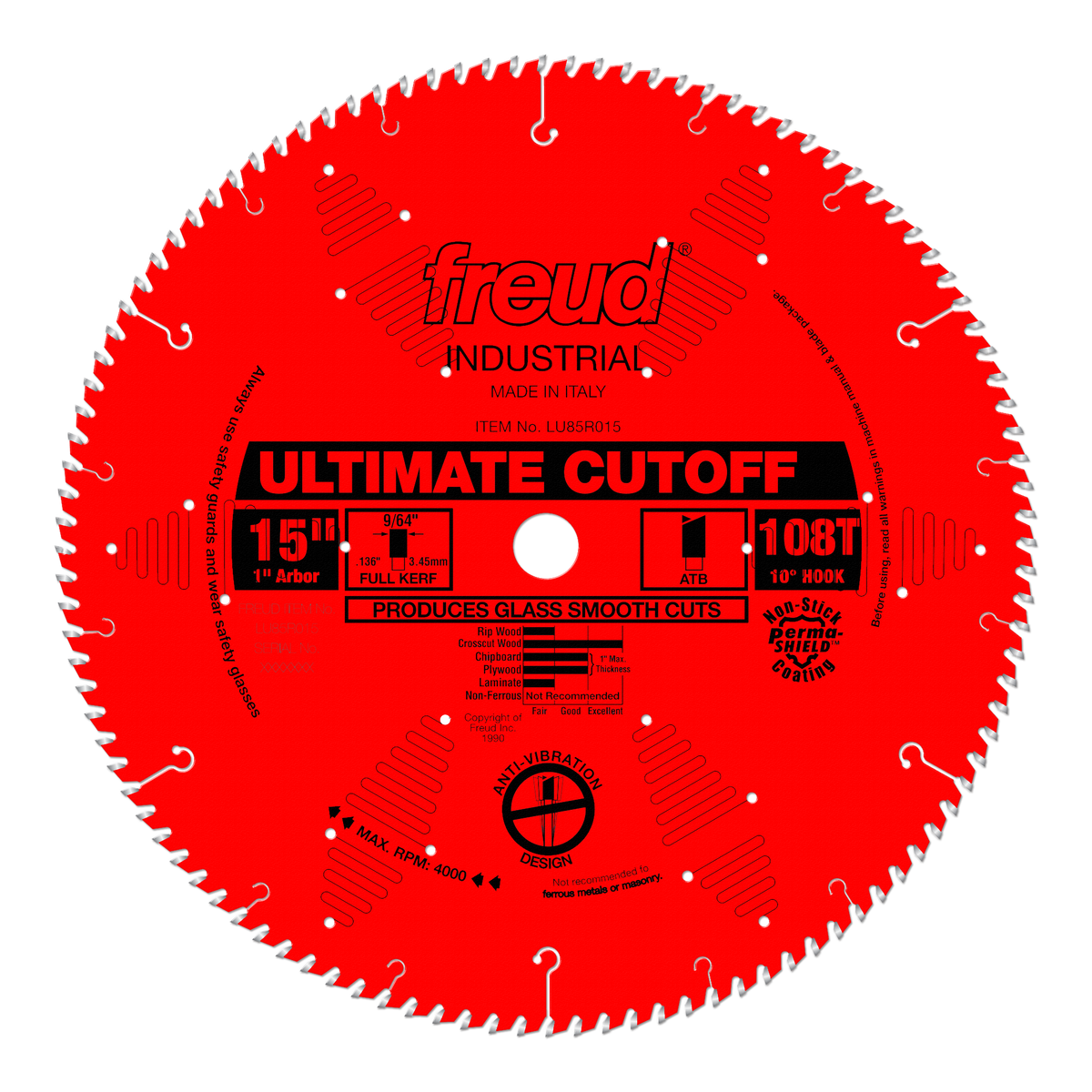 Freud Cut-Off Carbide Blade 15 in. Diameter Red