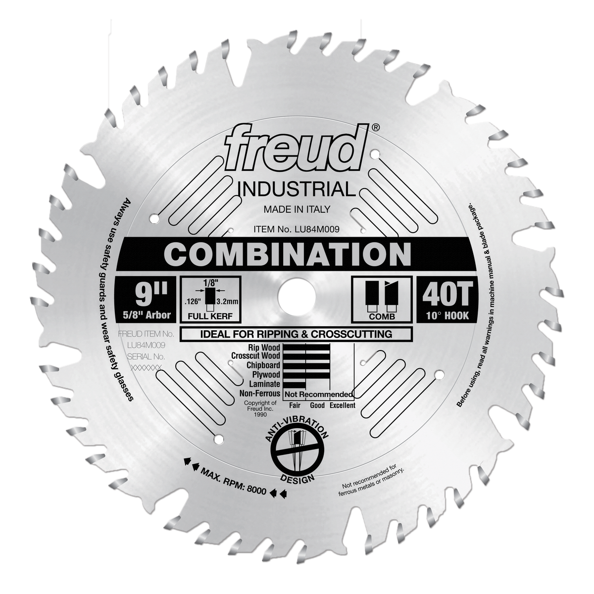 Freud Combination Blade 9 in. Diameter Silver