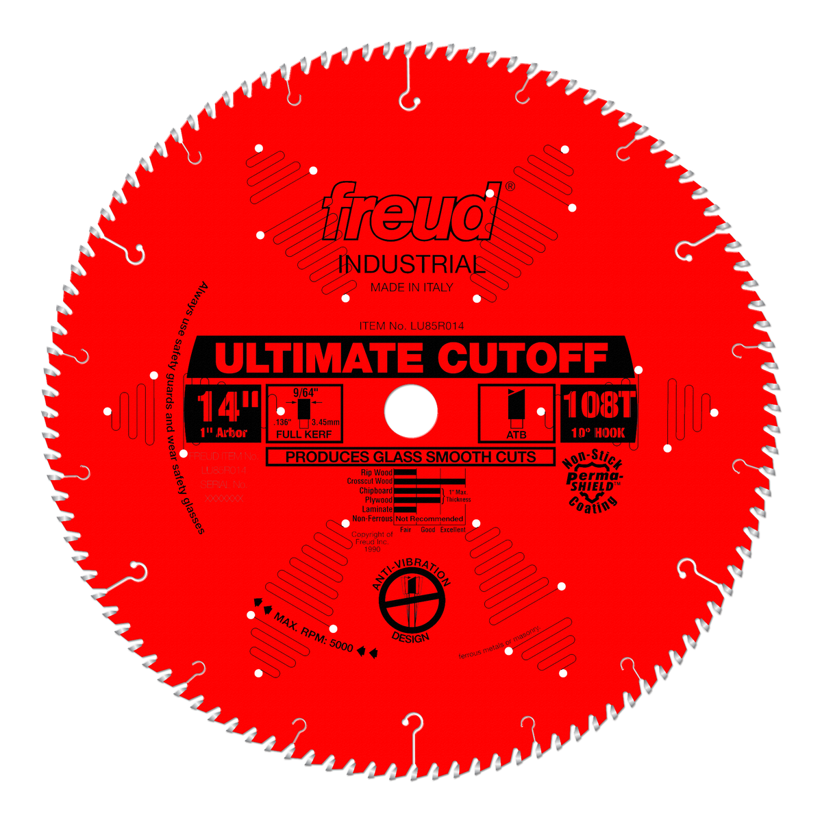 Freud Cut-Off Carbide Blade 14 in. Diameter Red