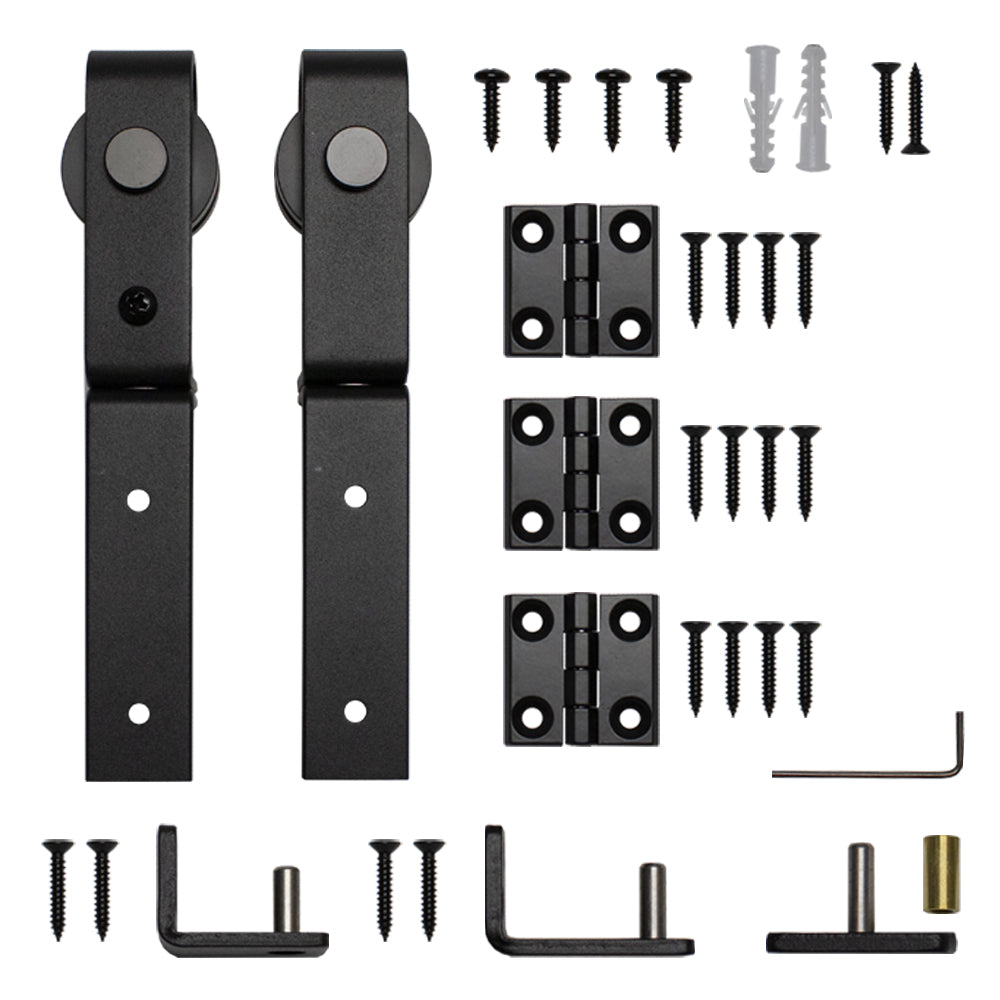 Bifold Mini Barn Door Hardware Kit, Front Mount, Black