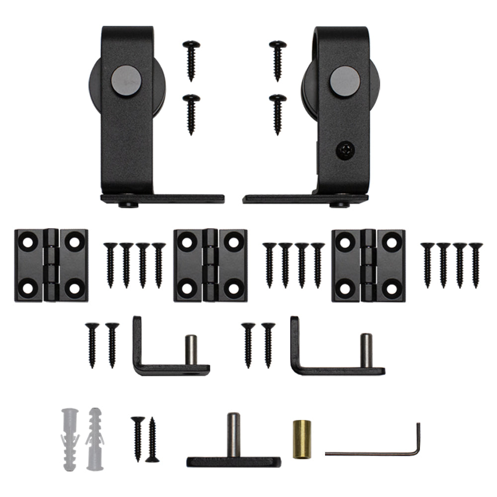 Bifold Mini Barn Door Hardware Kit, Top Mount, Black