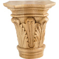 Hardware Resources Acanthus Capital Rubberwood 4-3/4" W x 2-1/8" D x 4-3/8" H Size