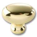 Hickery Hardware Williamsburg Knob Polished Brass Oval 1-5/16" Projection
