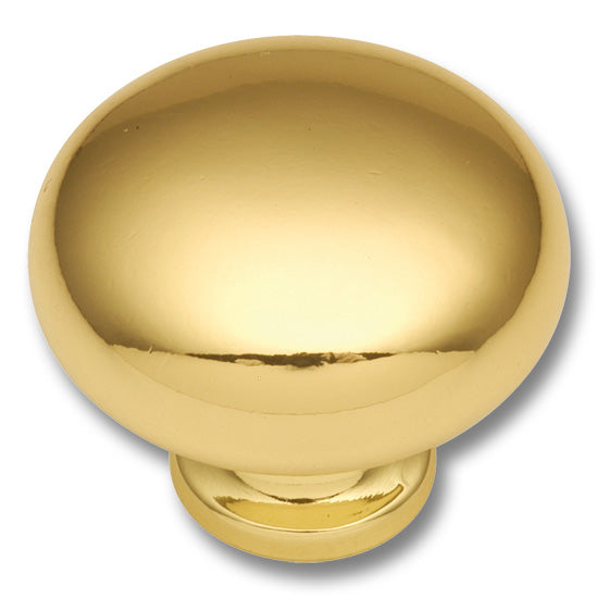 Hickery Hardware Williamsburg Knob Polished Brass Round 1-1/16" Projection