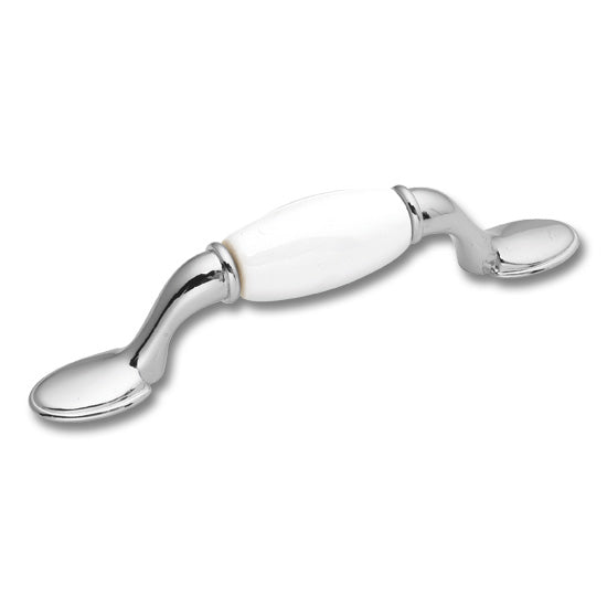 Hickery Hardware Tranquility Pull Zinc And Porcelain, Chrome