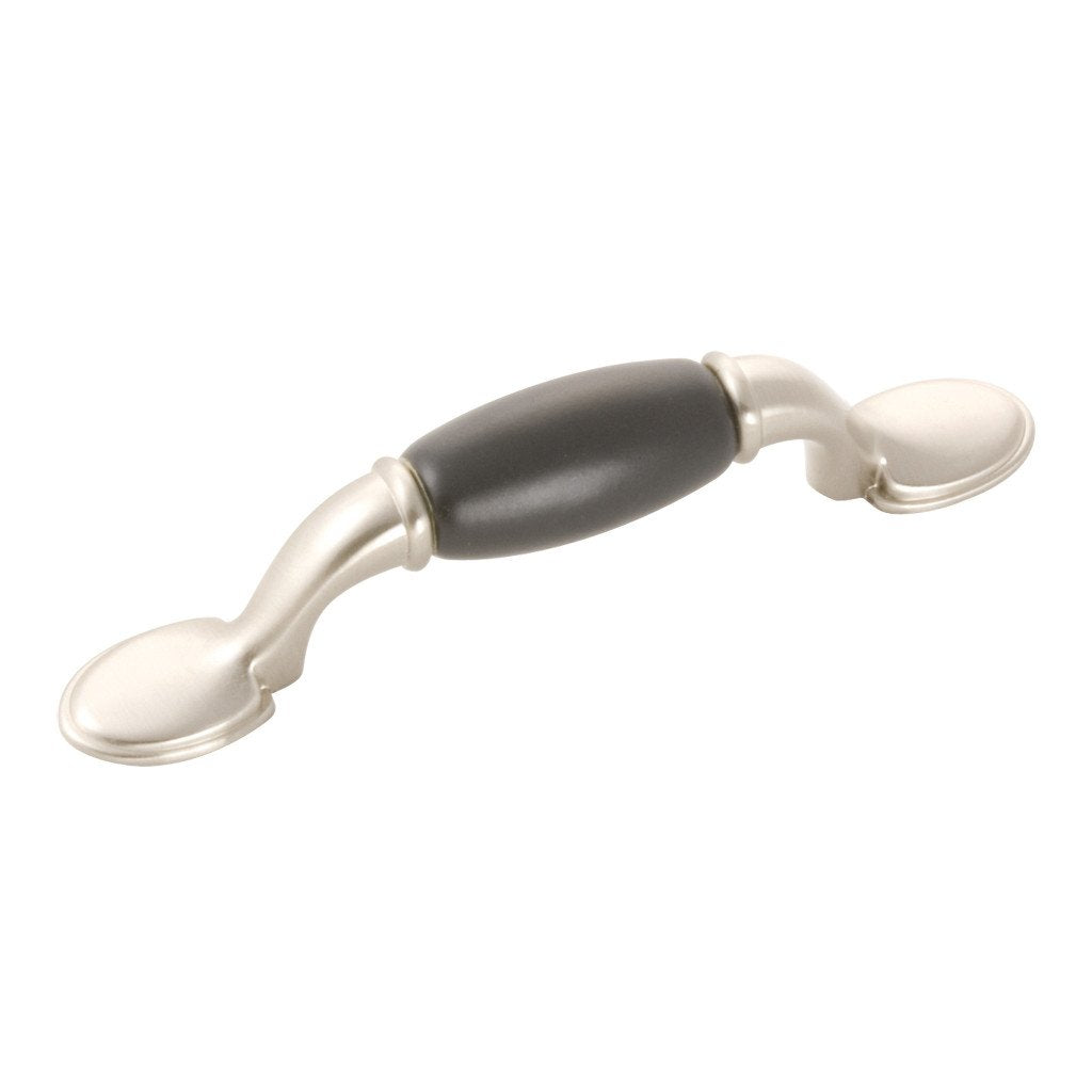 Hickery Hardware Tranquility Pull Zinc And Porcelain, Satin Nickel