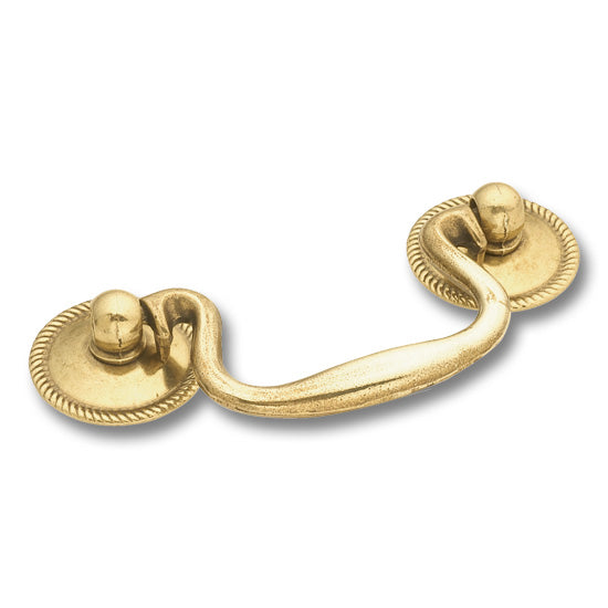 Hickery Hardware MANOR HOUSE Solid Brass Bail Pull Lancaster Hand Polish 2-1/2" Center to Center