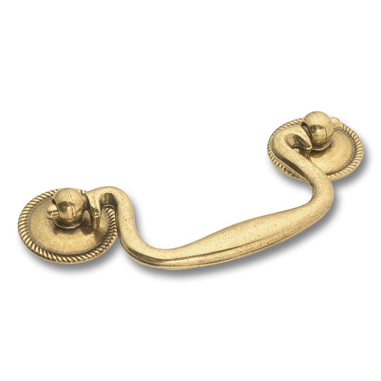Hickery Hardware MANOR HOUSE Solid Brass Bail Pull Lancaster Hand Polish 3" Center to Center