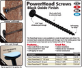 #10 Power Head Screws Square Drive With Nibs Black Finish 17 Type 2-1/2" Length 1500 Pack